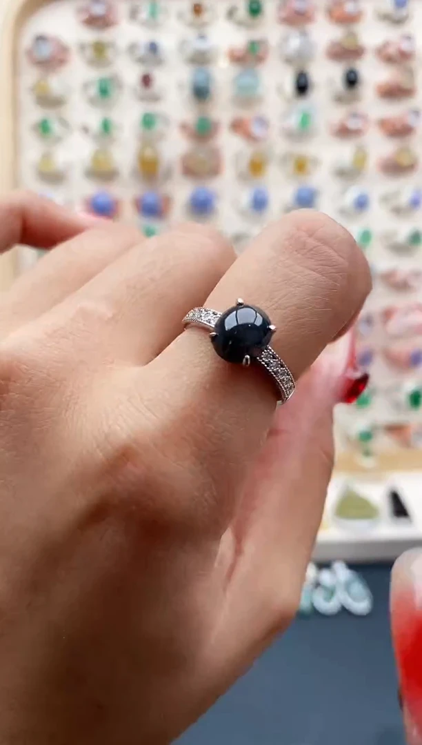 【闪购商品】翡翠戒指银S925镶嵌缅甸天然A货翡翠111  7+1