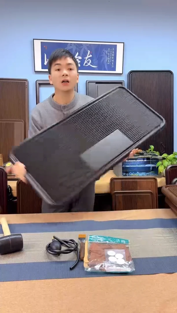 【闪购商品】凌龙黑色款式茶盘90*43*4