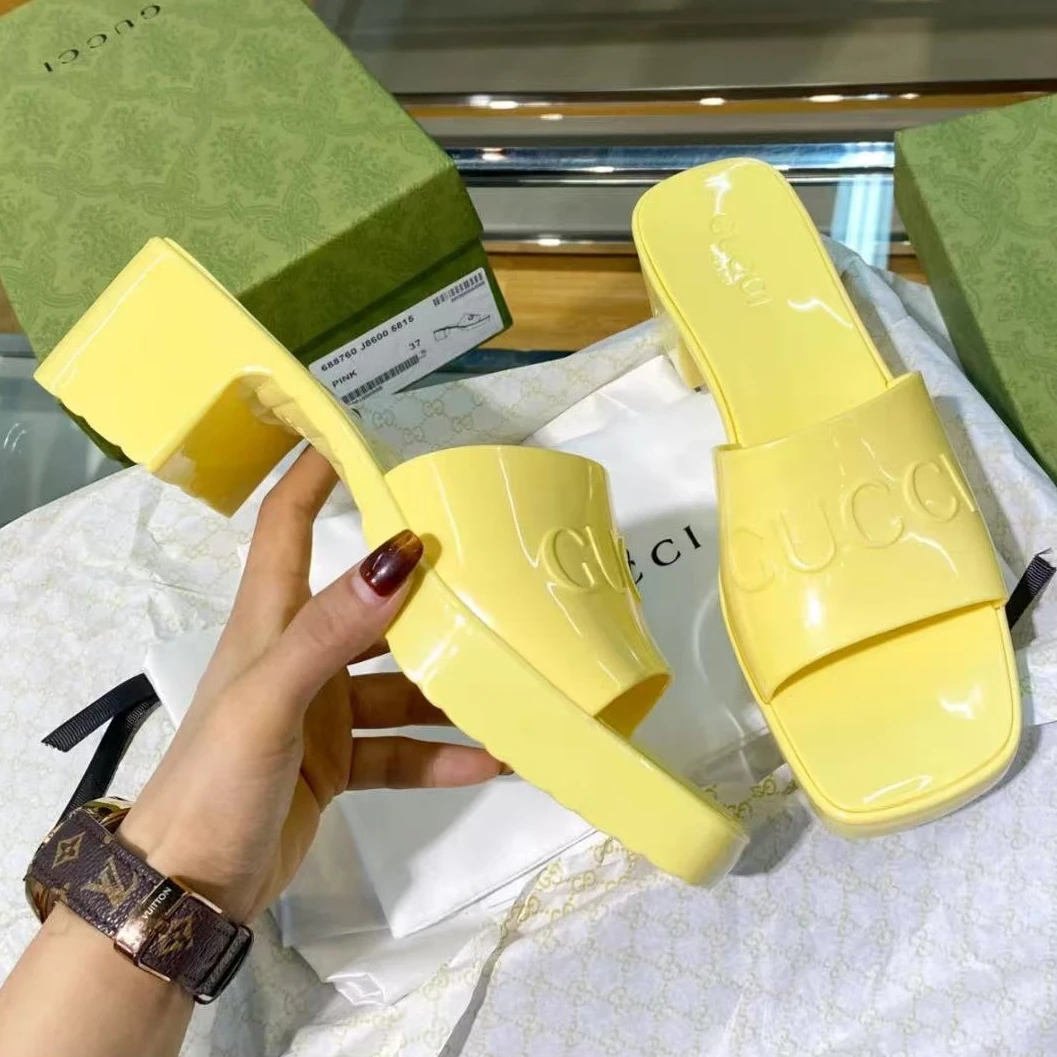 全新未使用 GUCCI/古驰 古驰黄色果冻拖鞋36