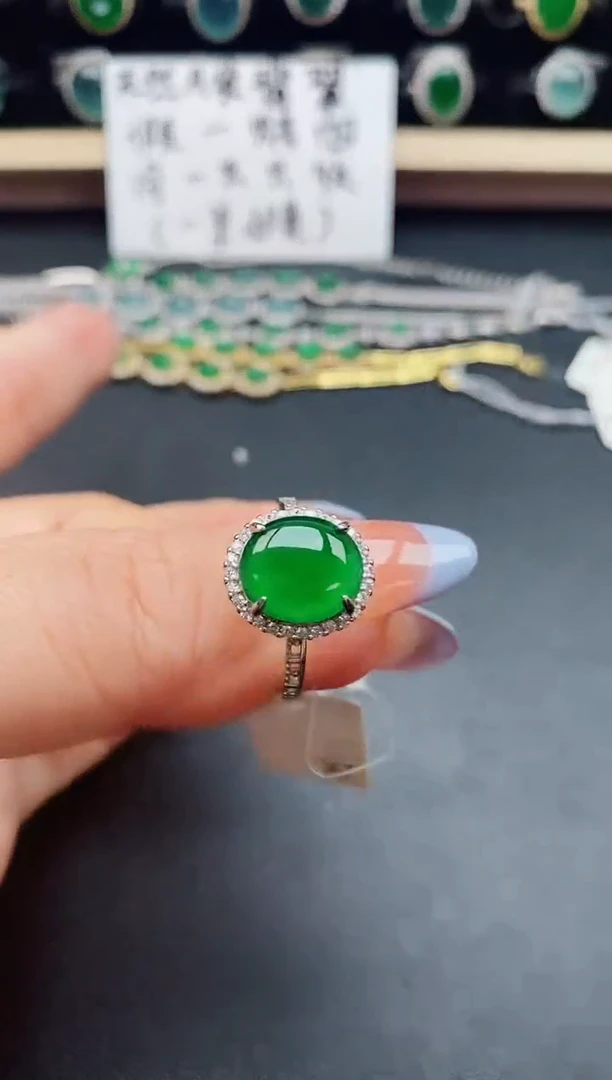 翡翠戒指银S925镶嵌312321