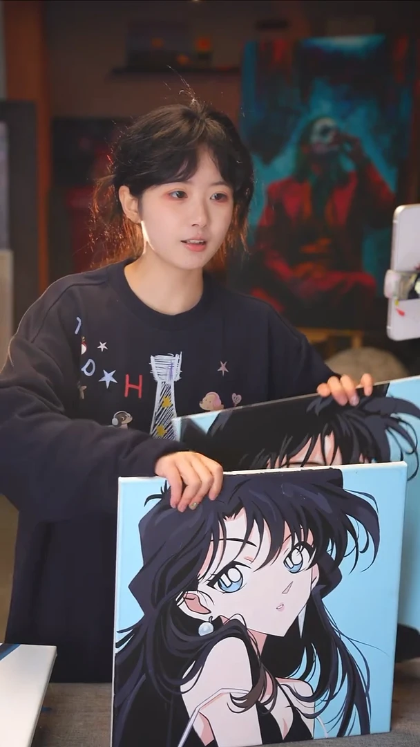 油画听****吸新一小兰连副丙烯画纯手绘（A）