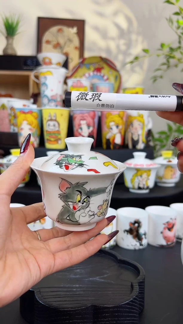 【闪购商品】摆件笙笙漫 手工手绘陶瓷杯杯