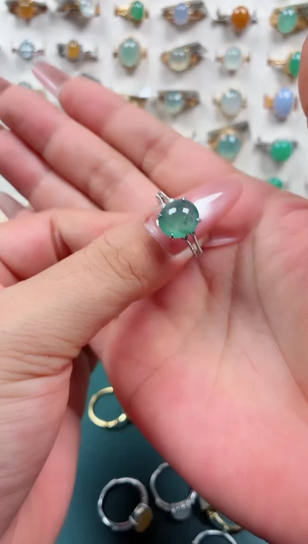 银S925镶嵌戒指翡翠.