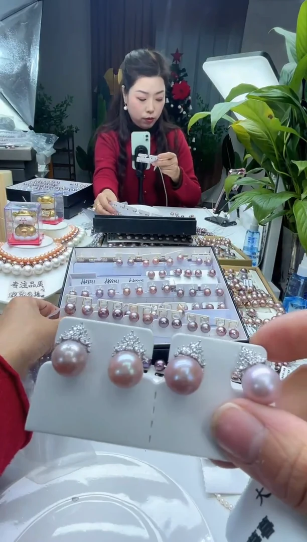 未镶嵌耳饰淡水珍珠紫色系冰雪女王耳饰13mm