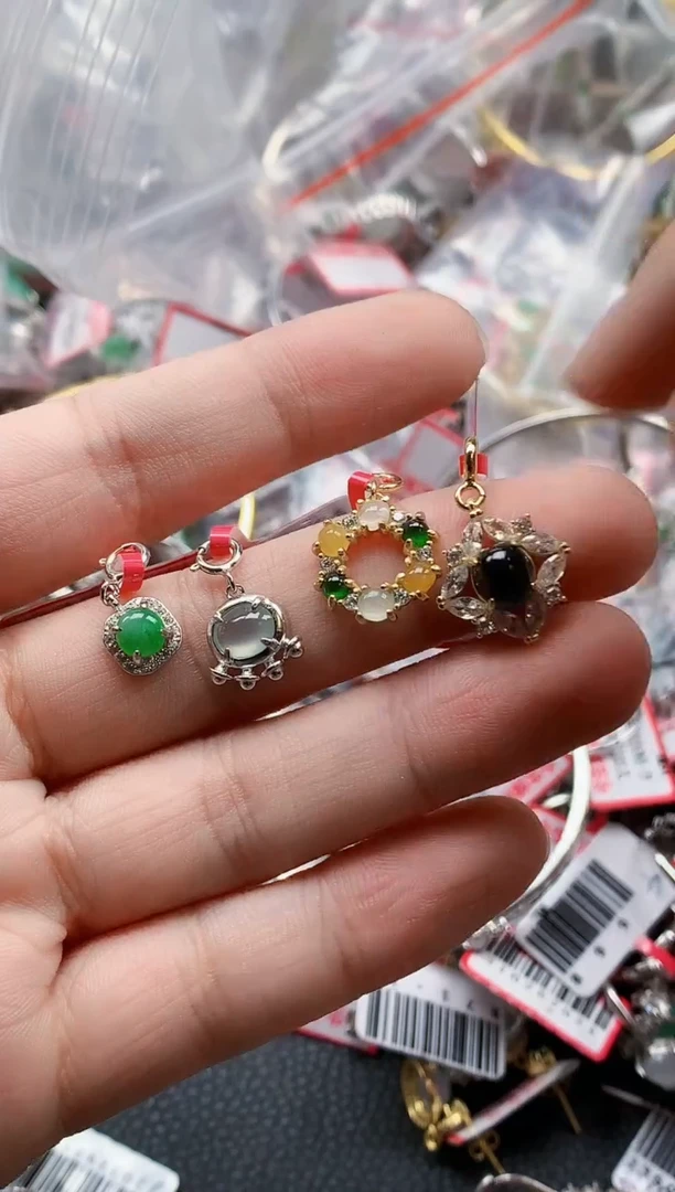 银S925镶嵌戒指翡翠天然A货缅甸翡翠