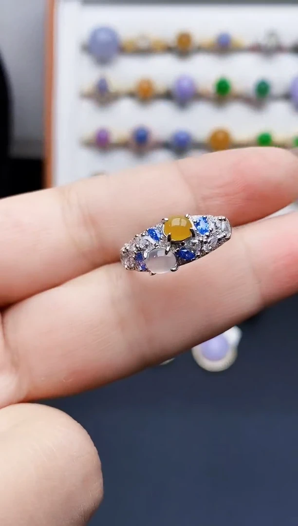 银S925镶嵌戒指翡翠1018