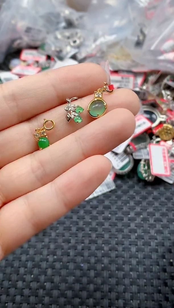 银S925镶嵌戒指翡翠天然A货缅甸翡翠