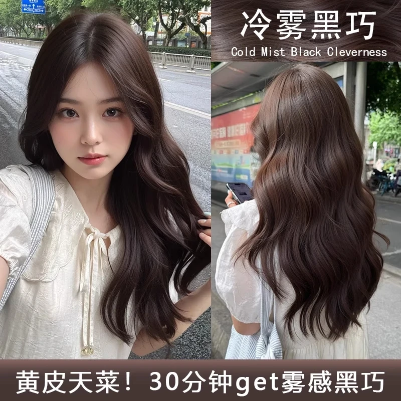 【拍1发2】冷雾黑巧显白染发膏植物花香免漂染发剂在家染发颜色推荐