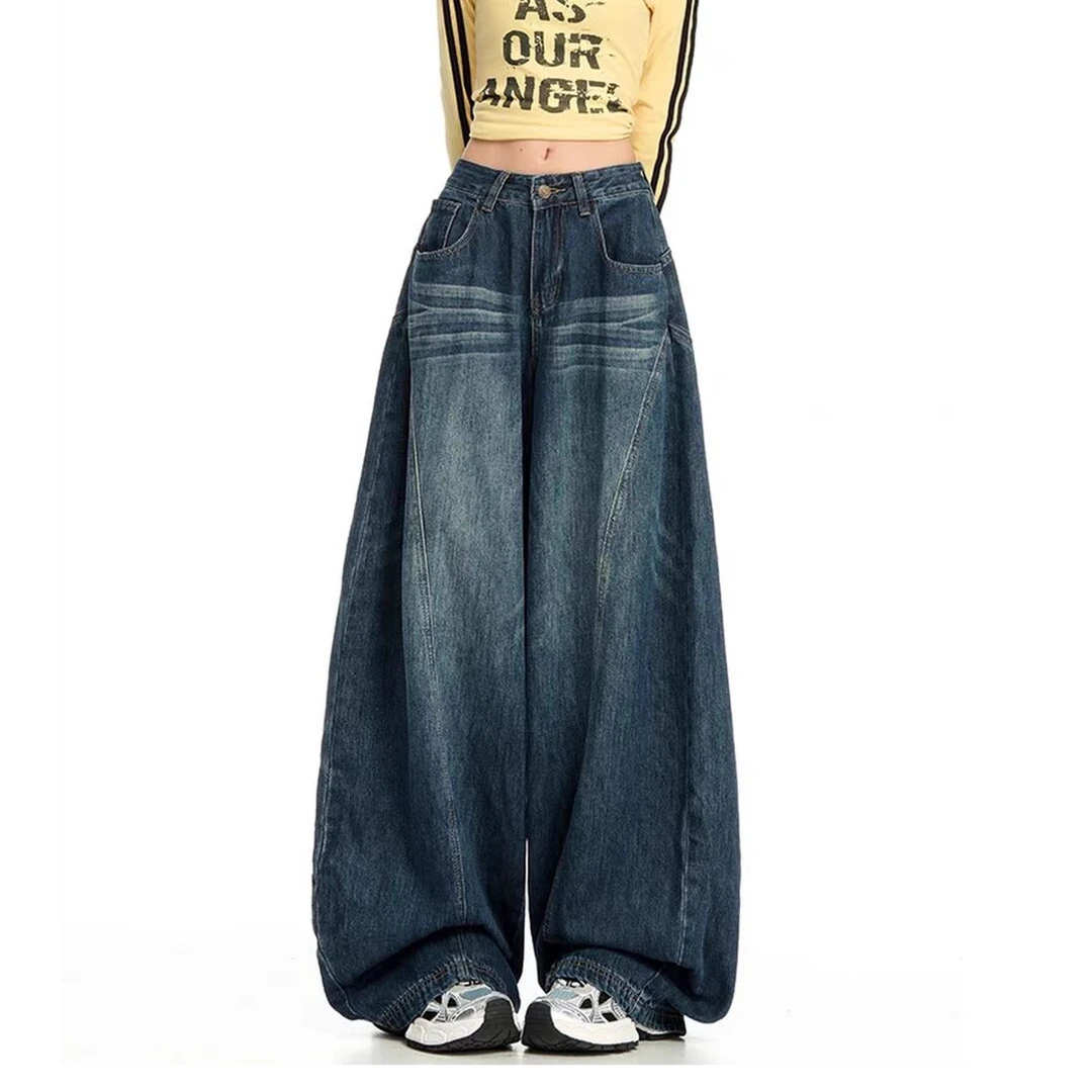 【非主图款】韩版新款高腰牛仔裤显瘦宽松阔腿裤-默认微瑕介意勿拍