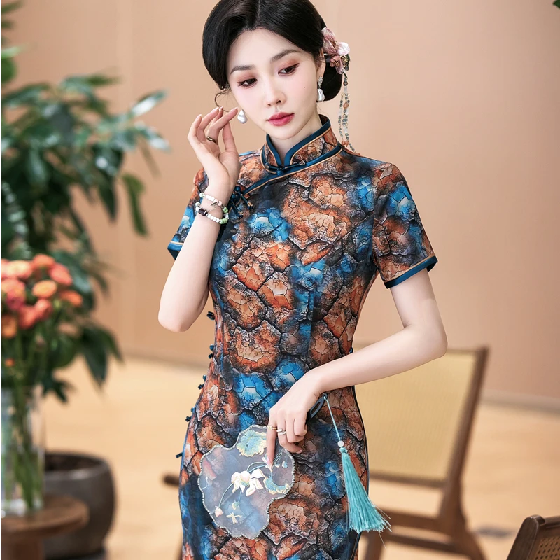 5626白幼秀新款复古时尚优雅中式立领港风款旗袍中国风旗袍