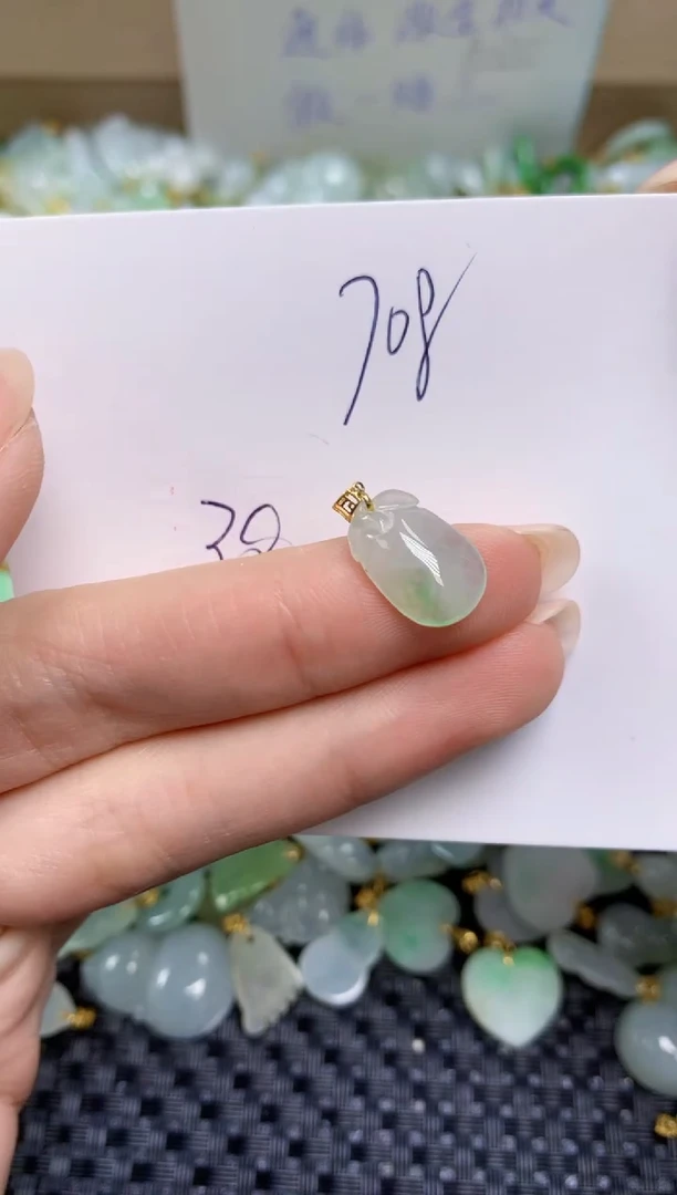 【闪购商品】翡翠颈饰18K金镶嵌天然缅甸A货翡翠