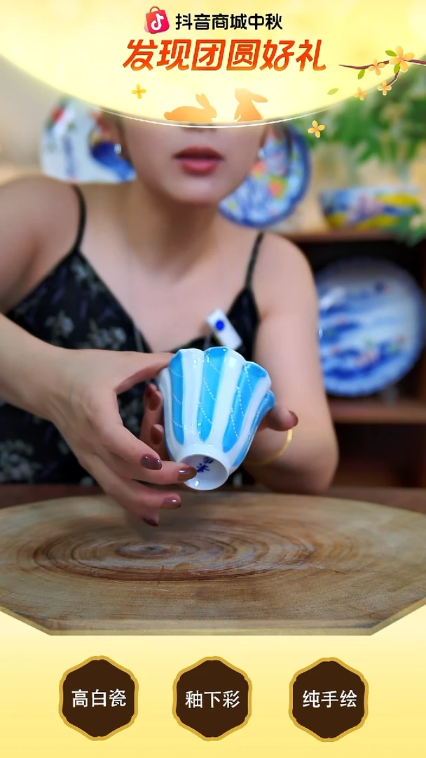 盘手工手绘，釉下彩，高温健康瓷。