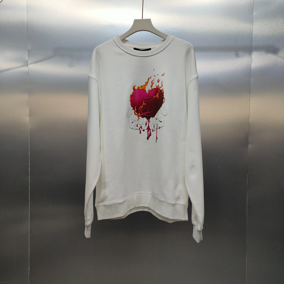 G06-21441-FBF春秋季正面火焰爱心印花时尚圆领卫衣