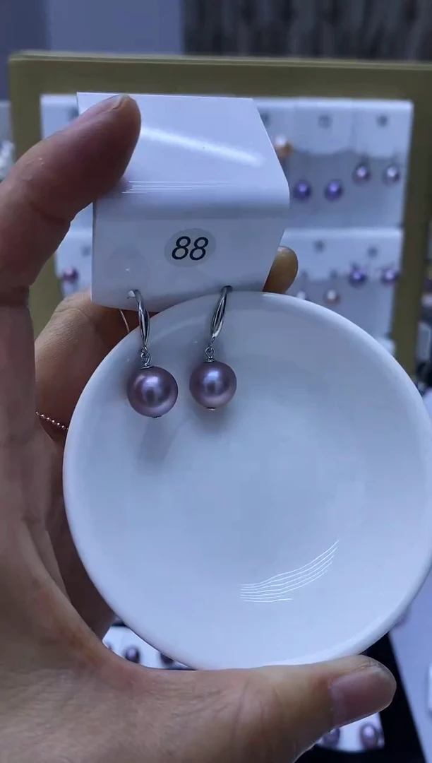 银S925镶嵌耳饰淡水珍珠88