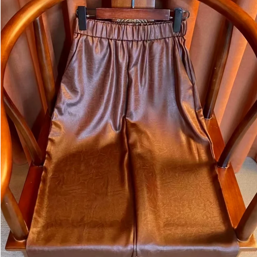 香云老料松紧腰直筒阔腿休闲裤女高腰百搭老料裤328