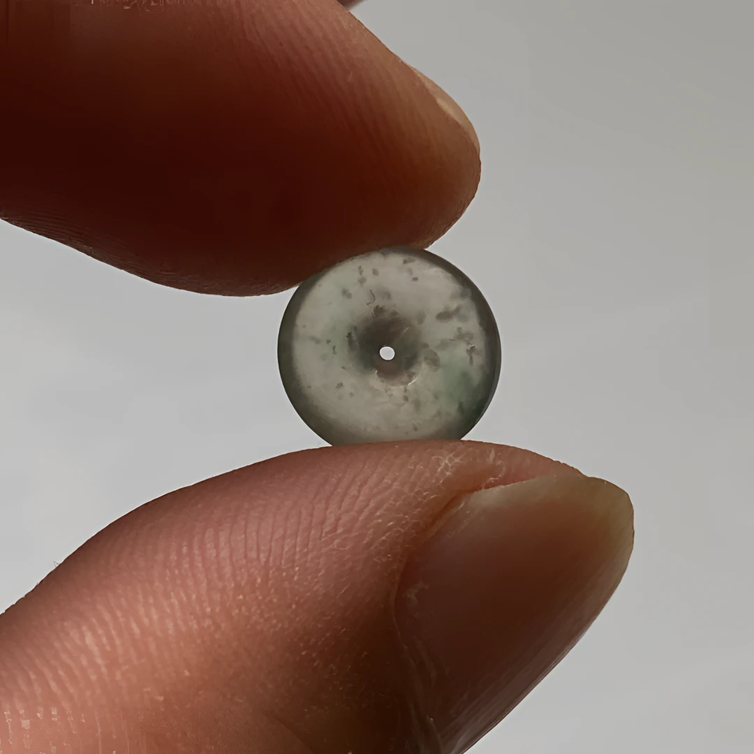 冰种飘绿水头好平安扣甜甜圈女士翡翠项链