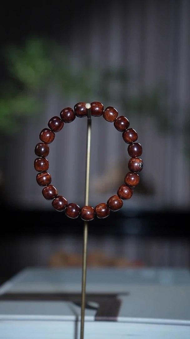 黄花梨/降香黄檀手串/手链9.5*10海黄沉水老料银标