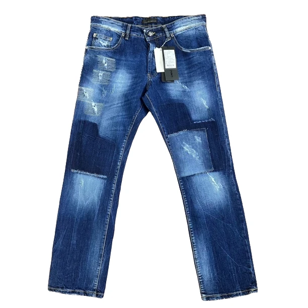 全新未使用 maje FRANKIE MORELLO深蓝补丁牛仔裤001