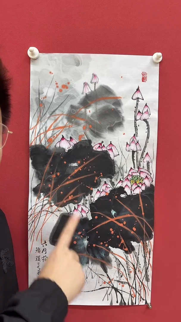国画手绘原稿-张思俭-荷花-2平尺