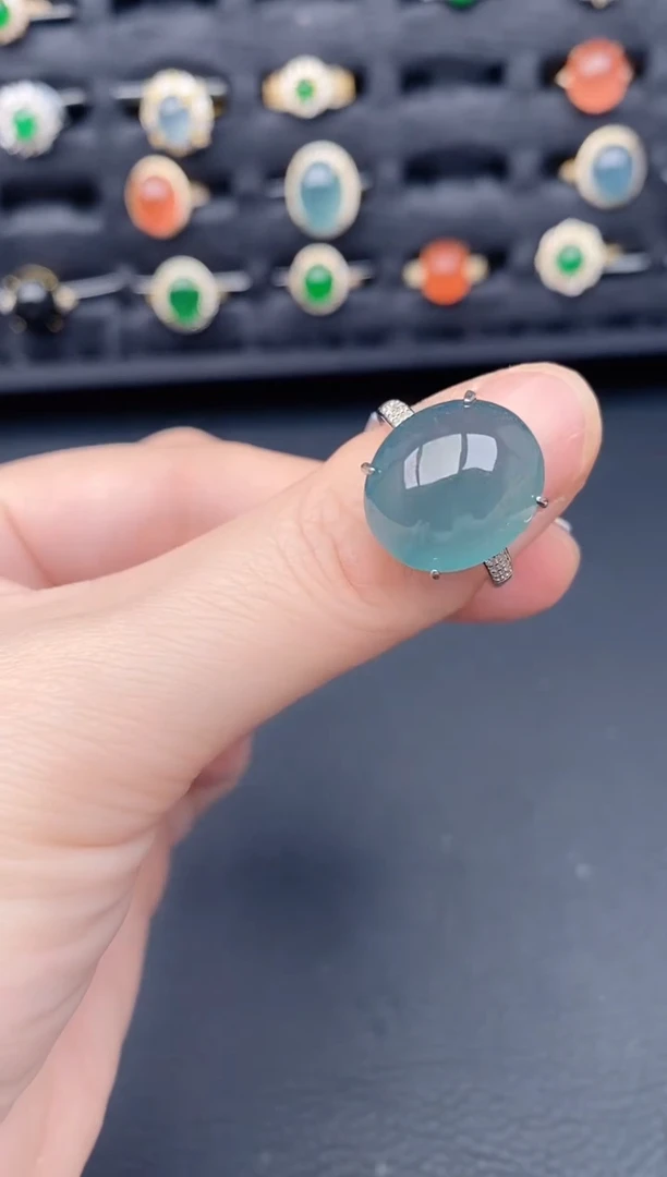 银S925镶嵌戒指翡翠天然a货翡翠94