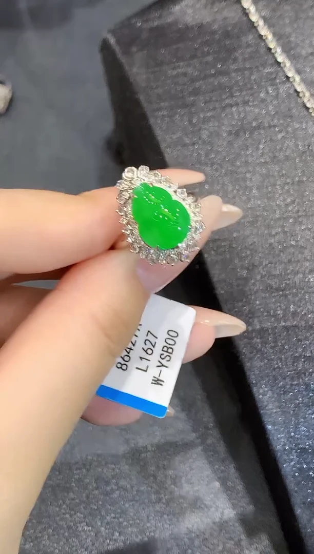 18K金镶嵌戒指翡翠L1627多样性发其一