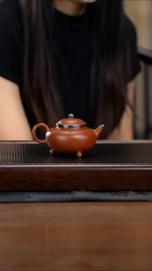 茶壶紫砂130cc小煤窑朱泥三足水平17
