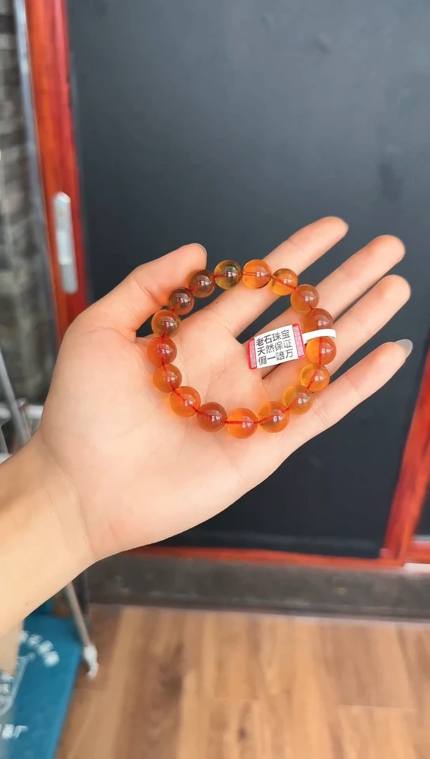 手串琥珀未镶嵌/64微瑕缅甸琥珀血珀灵草手串13mm