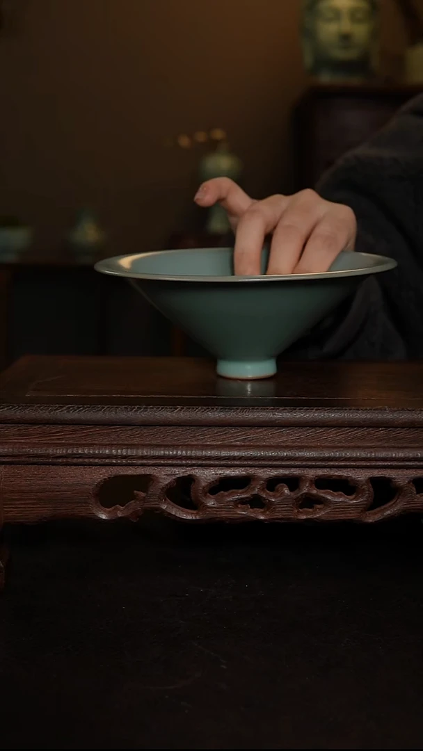 摆件原产地原矿仿古釉手工斗笠盏