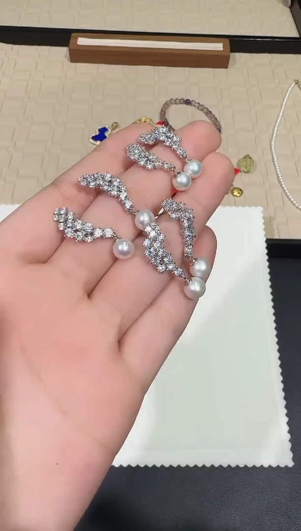 【闪购商品】淡水珍珠耳饰银S925镶嵌X0204-523-42多样性一对