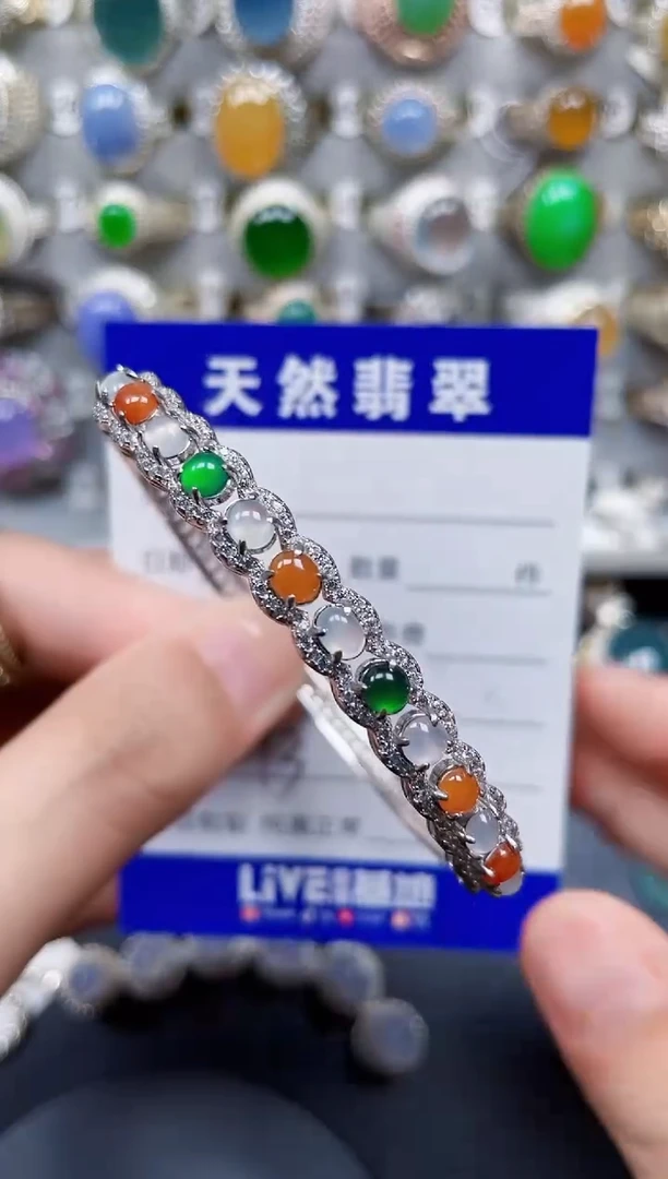银S925镶嵌手镯翡翠213