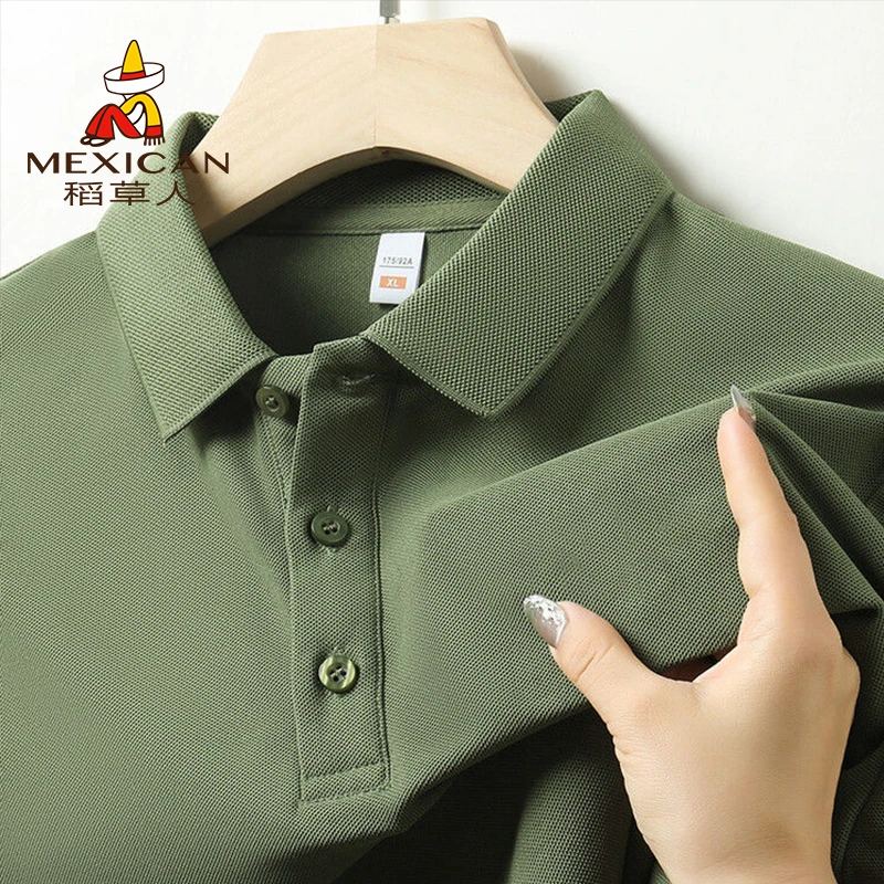Mexican/稻草人男士夏季休闲短袖t恤纯棉宽松POLO衫男款高档翻领