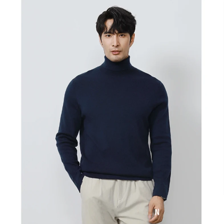 秋冬新款男士两翻领羊毛衫16针精纺可机洗精纺羊毛针织打底衫毛衣