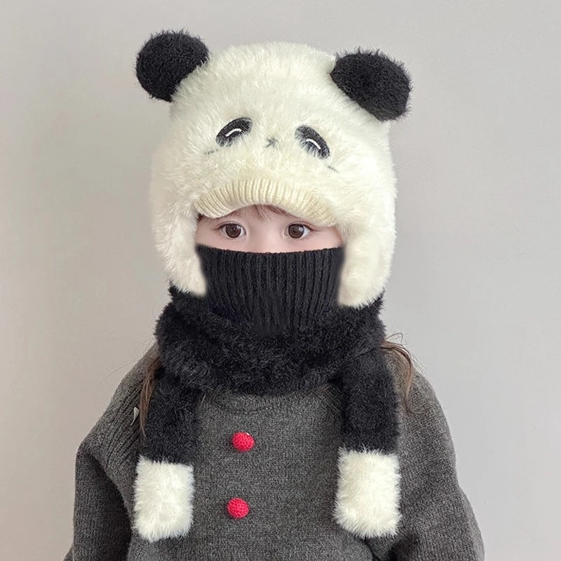 儿童帽子围脖一体帽口罩秋冬季毛绒护耳加绒会叫宝宝男童女童帽子