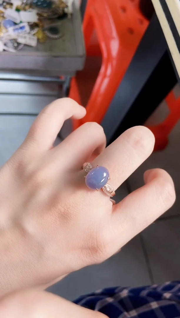 翡翠戒指银S925镶嵌12498