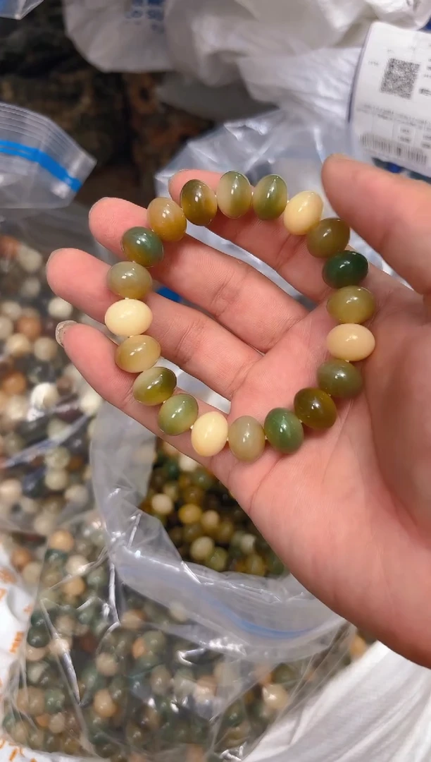 菩提根/象牙果吊坠绿色多宝算盘单圈手串