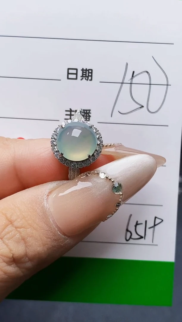 银S925镶嵌戒指翡翠6519