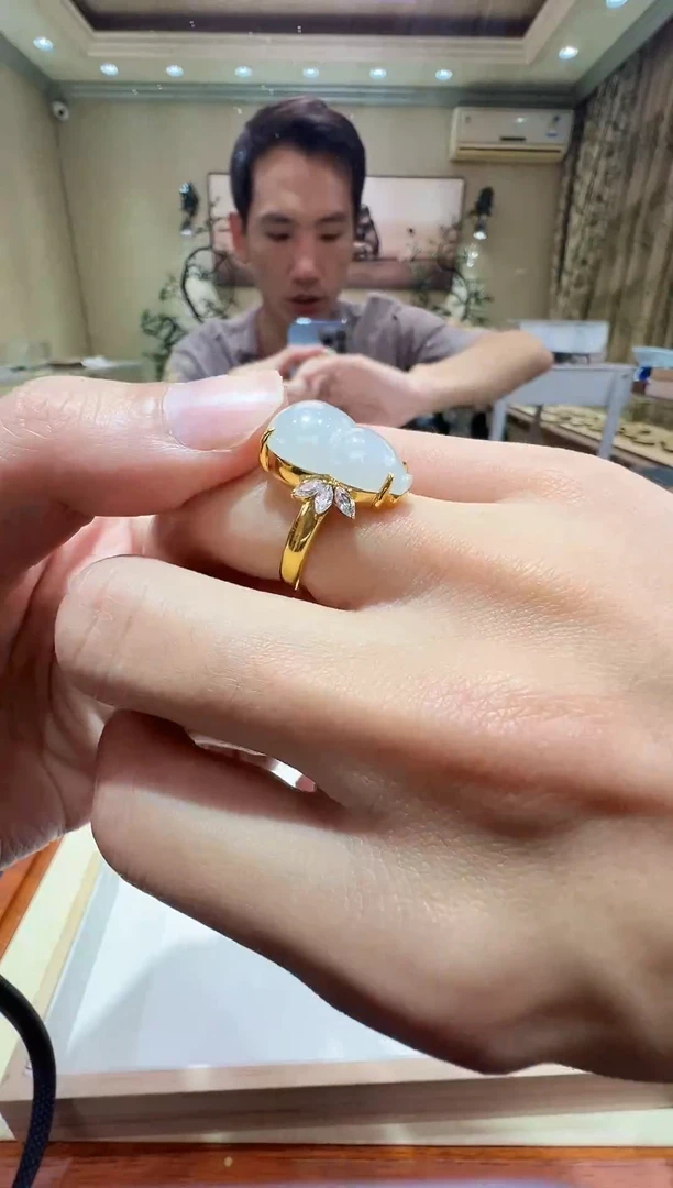 未镶嵌戒指翡翠-纯天然缅甸A货翡翠吊坠-糯冰葫芦戒指