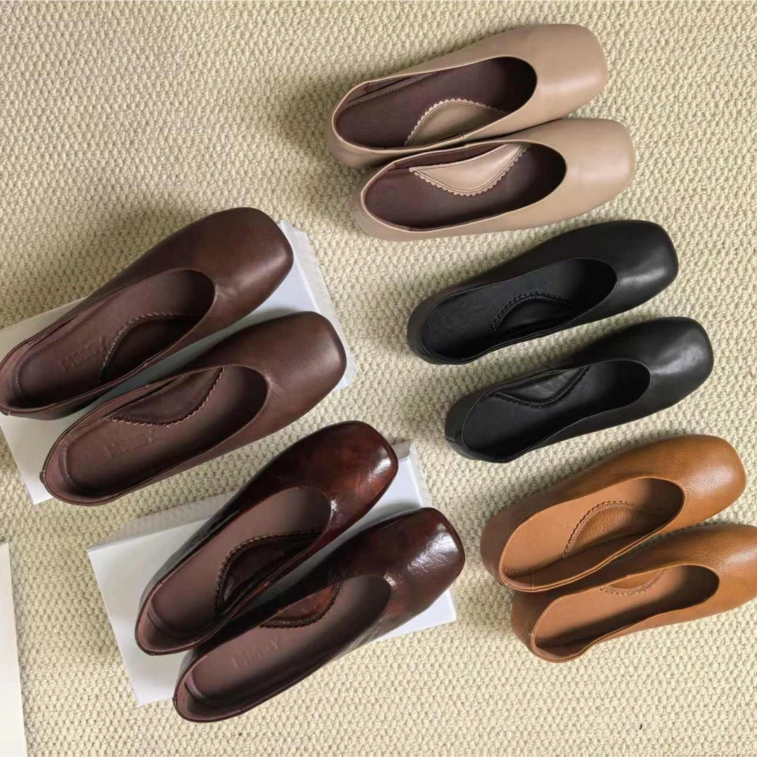 2025百搭四季复古小香风平跟透气浅口文艺方头单鞋百搭小众鞋子