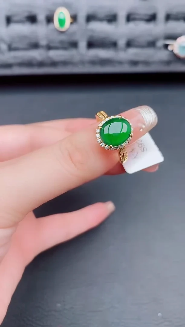翡翠戒指银S925镶嵌天然a货翡翠188