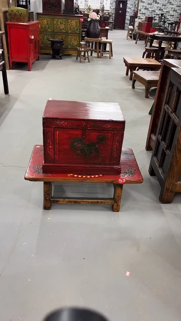 木（非红木类）启*彩绘实木材质炕桌老物件