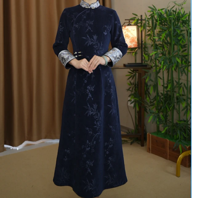 帛澜 2025秋冬日常气质优雅旗袍（衣长120左右）