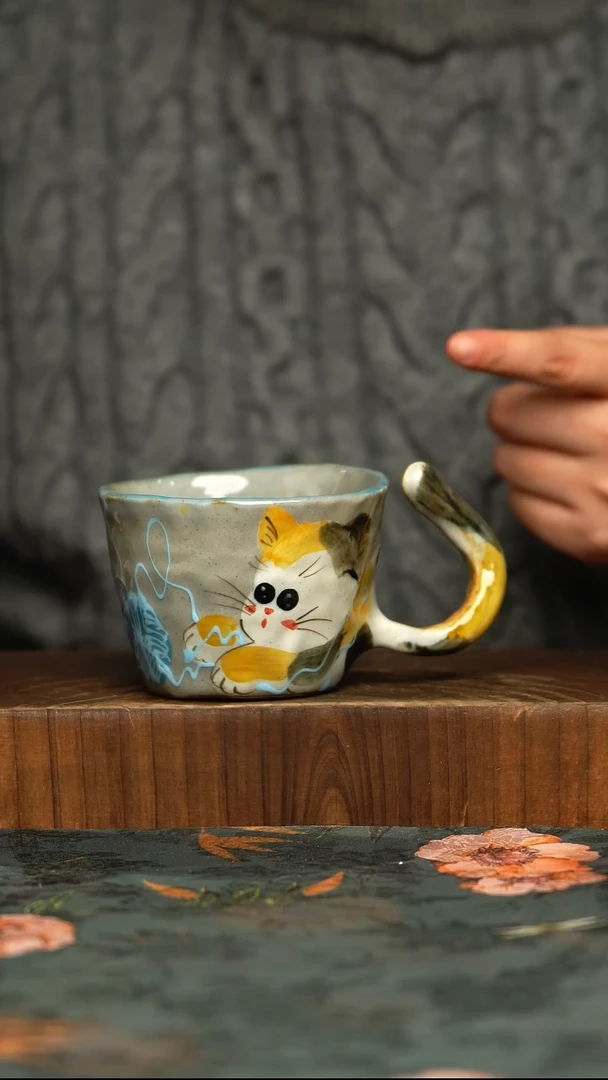 杯釉下彩手工手绘同款陶器