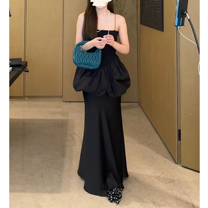 【RRSIFU蓉蓉私服】XS2185抹胸花苞吊带鱼尾半身裙套装