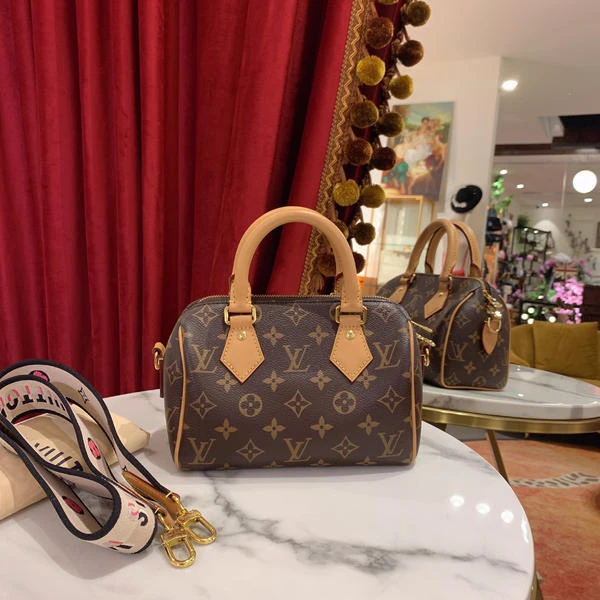 99新 LouisVuitton/路易威登 speedy20黑肩带老花芯片款/38309015