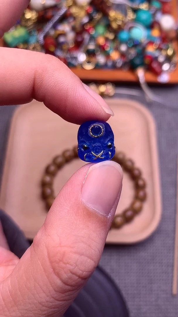 颈饰琉璃极光蓝阿呆 单个发