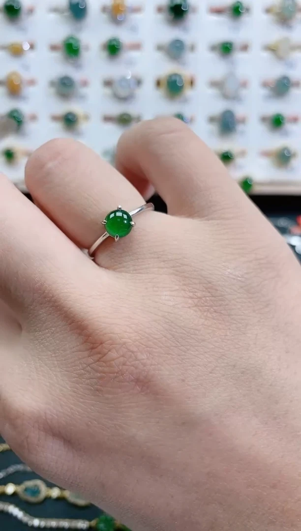 银S925镶嵌戒指翡翠天然翡翠
