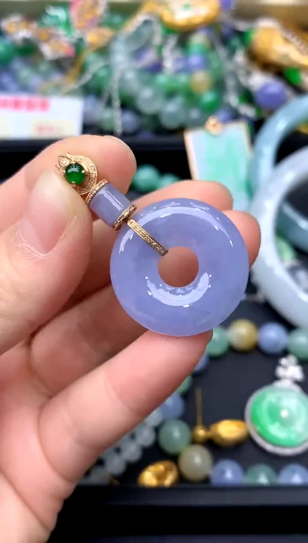 颈饰18K金镶嵌翡翠522-中国好珍宝