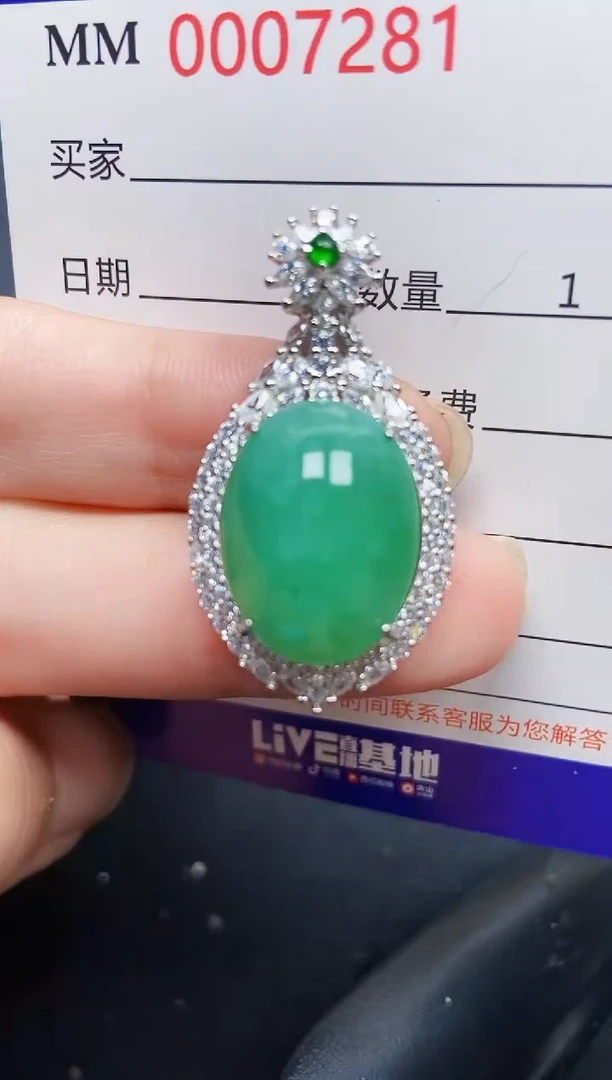 翡翠银S925镶嵌颈饰7281