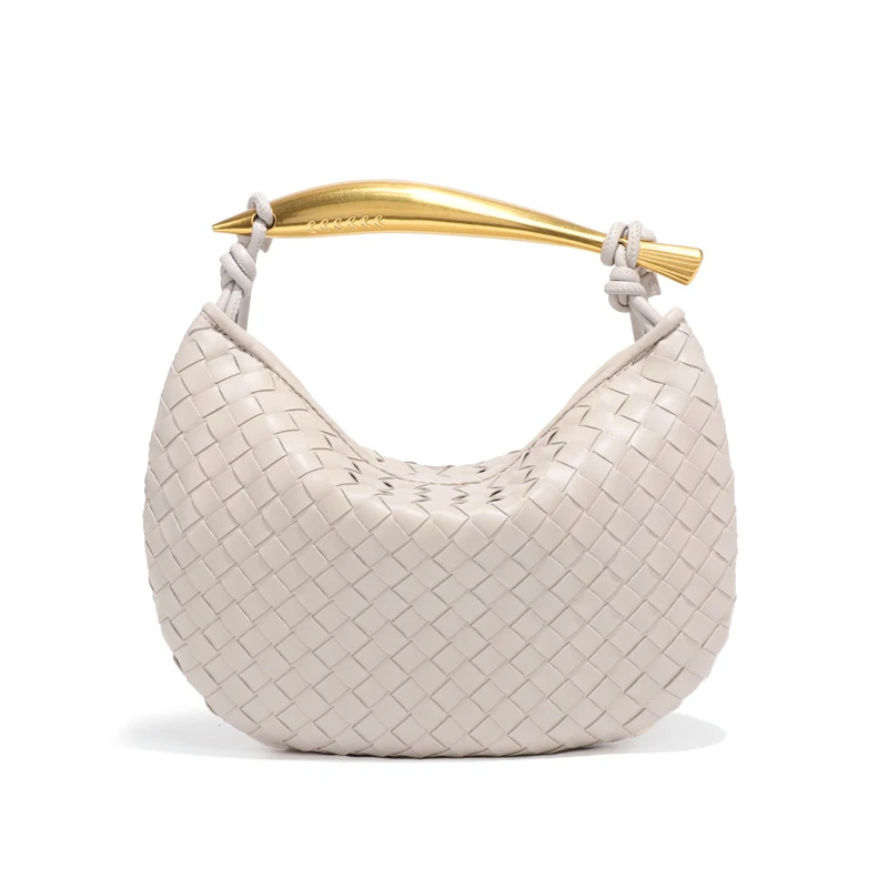 小众设计新款编织沙丁鱼包简约时尚手提女包B1680-米白