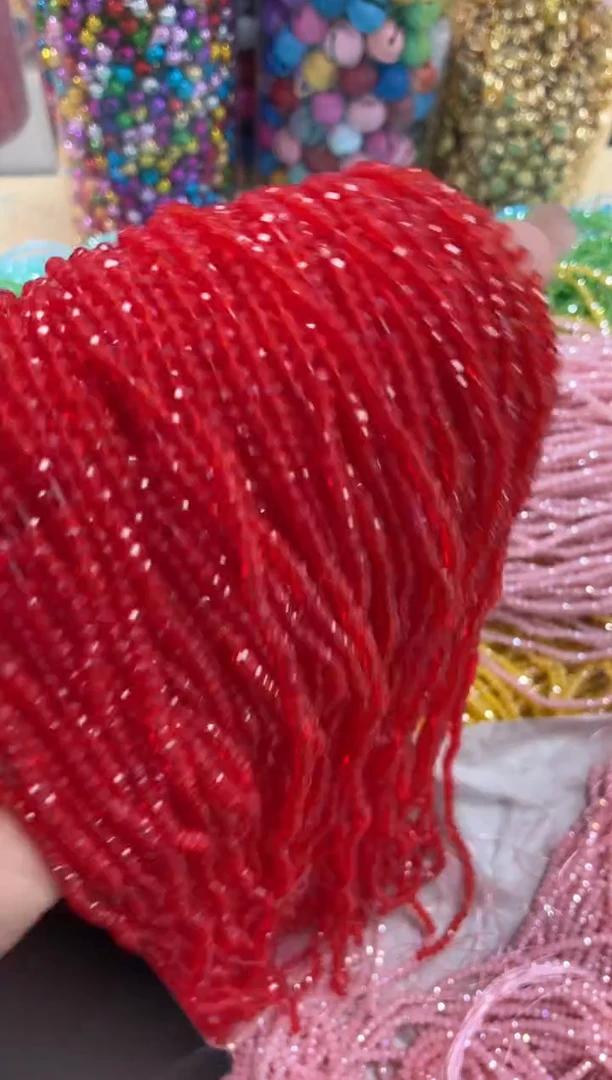 玻璃A110卡2水晶扁10条本色大红色